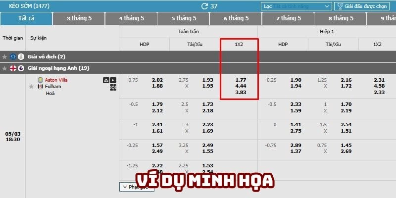 Ví dụ minh họa tại giải EPL giúp người chơi hình dung dễ hơn